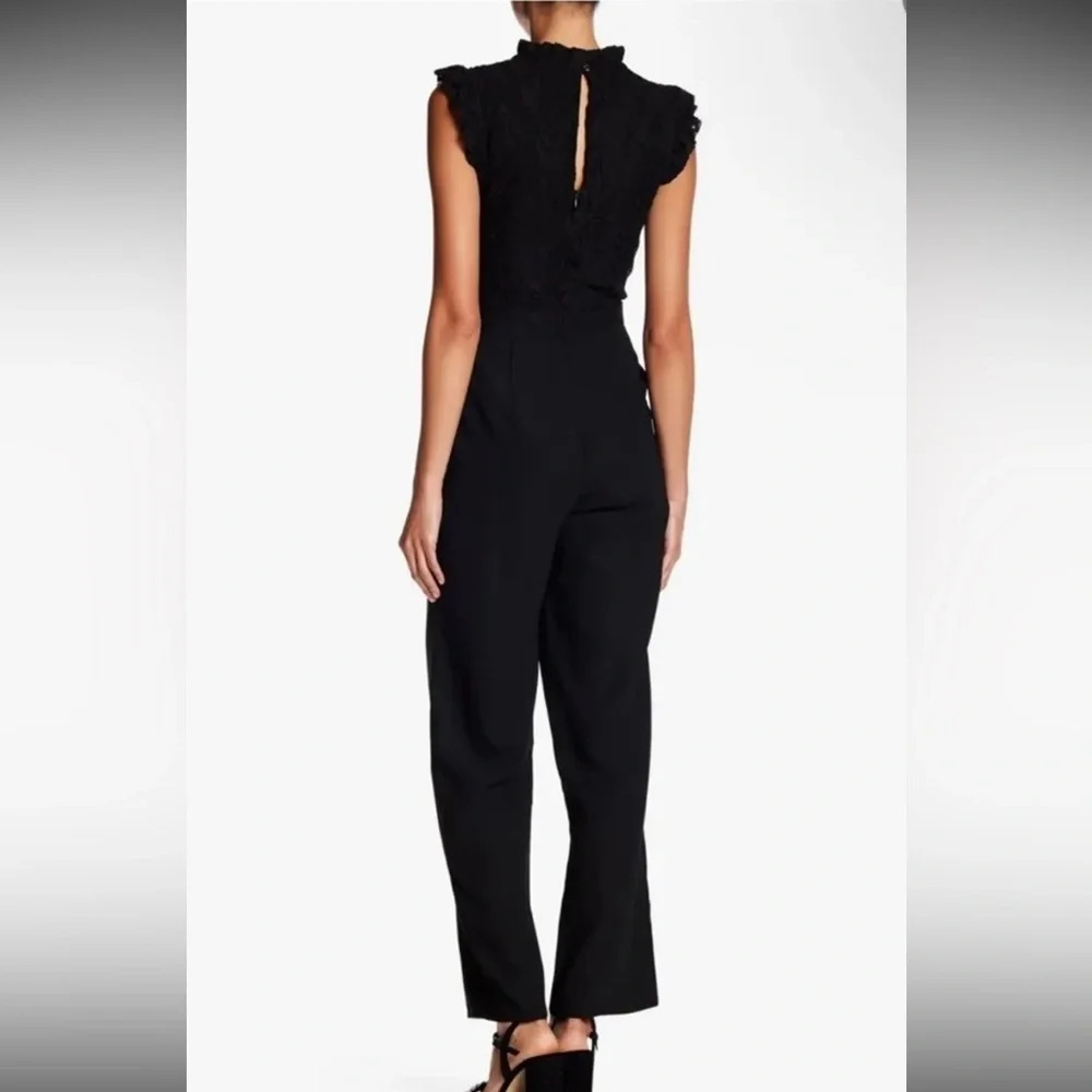 Romeo + Juliet Black Lace Sleeveless Wide Leg Jumpsuit - Picture 2 of 10